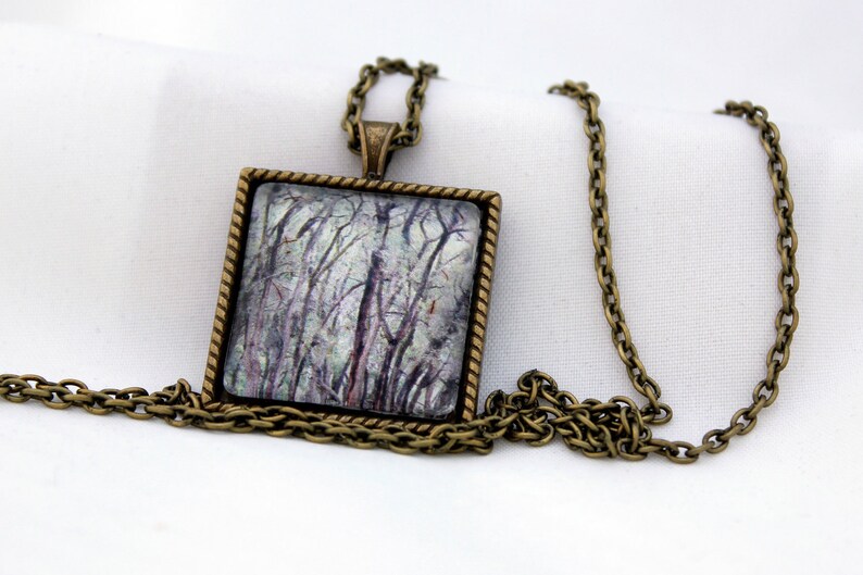 Out In The Woods Pendant, Antiqued Brass, Photography, Necklace, Photo Jewelry image 1