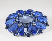 German Art Deco Brooch, Vintage, Deep Blue