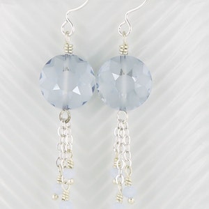 Pastel Blue Flower Dangle Earrings image 5