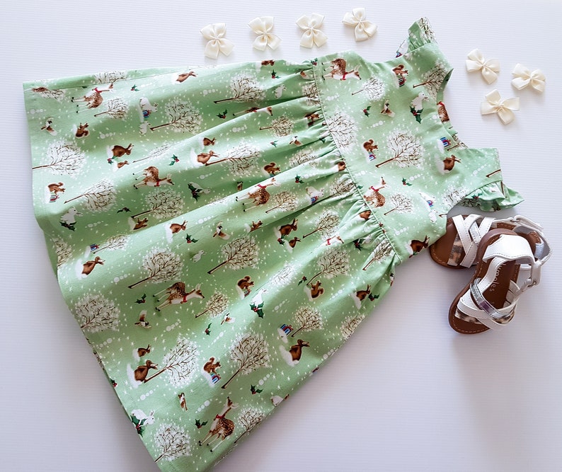 Baby Dress, Woodland Dress, Snow Theme Dress, Christmas Dress, Winter Theme Dress, Toddler Dress image 1