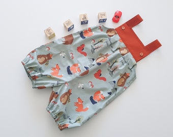 Animal Romper, Boys Romper, Boys Short Dungarees