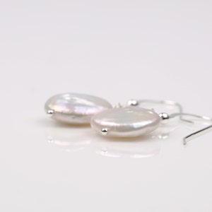 White Coin Pearl Earrings, Wedding Jewelry, Wedding Earrings, Bridesmaid Jewelry image 4