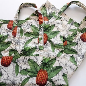 Pineapple Tote, Travel Tote, Handmade Tote, Canvas Tote Bag, Shopping Bag, Library Bag image 2