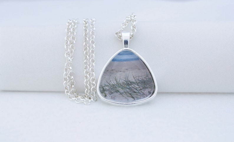 Beach Grass Pendant Necklace, Shiny Silver Tone, Photography, Photo ...