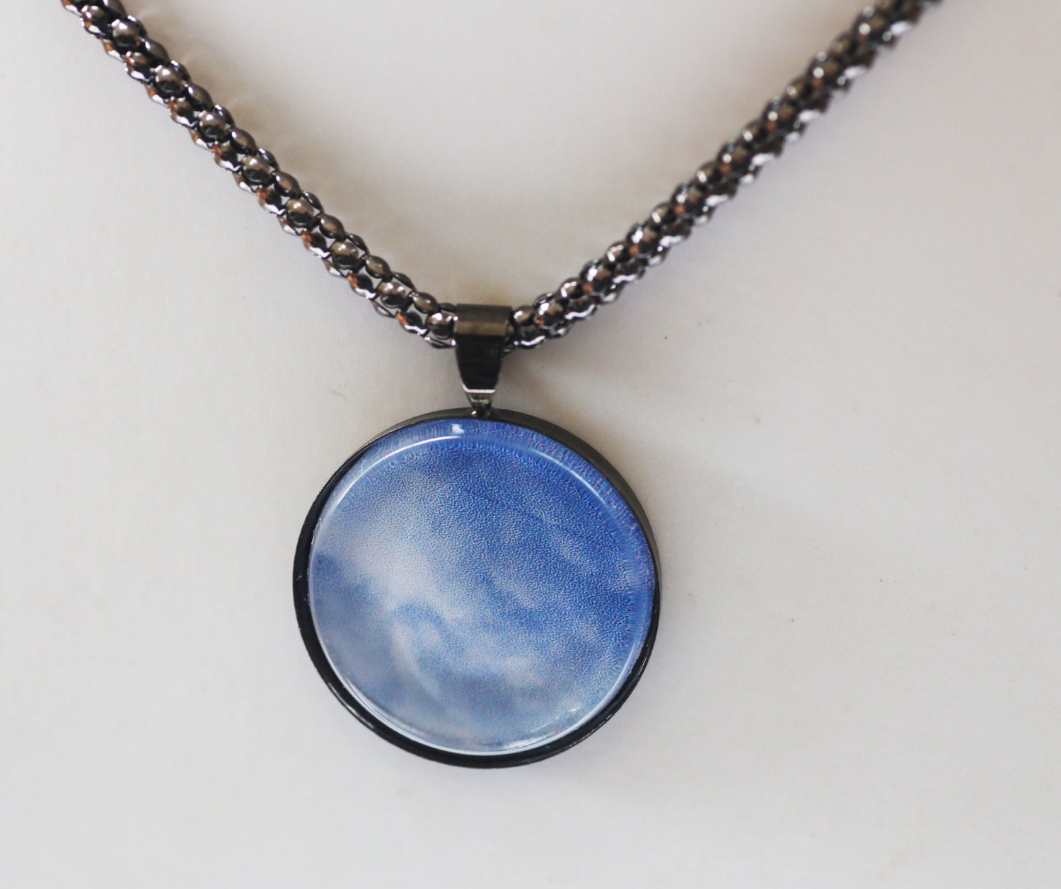 Blue Sky and Clouds Pendant Gunmetal Black Photography - Etsy
