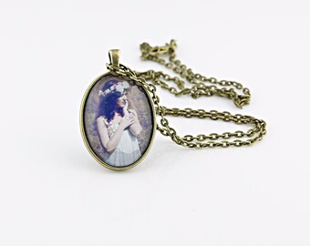 Lady Of The Lake Necklace, Vintage Brass, Photography, Photo Jewelry, Model Photography