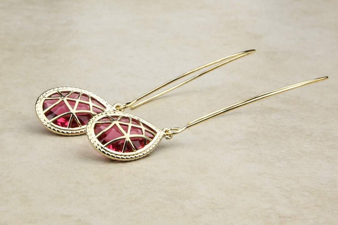 Red glass earrings Clearance