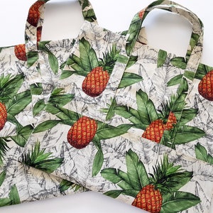 Pineapple Tote, Travel Tote, Handmade Tote, Canvas Tote Bag, Shopping Bag, Library Bag image 4