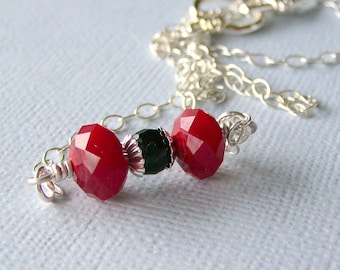 Cherry Red And Black Dumbell Necklace