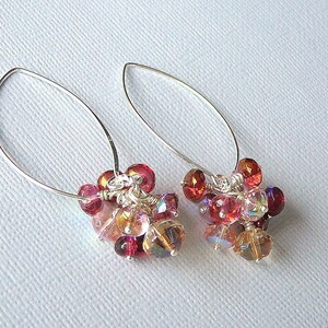 Red And Golden Shades Czech Glass Earrings Summer Fun image 1