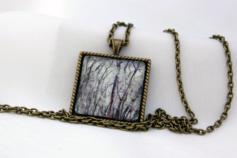 Out In The Woods Pendant, Antiqued Brass, Photography, Necklace, Photo Jewelry image 4