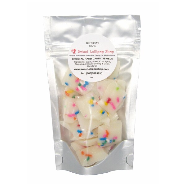 Birthday Cake Flavor - Crystal Jewels Barley Hard Candy Sweets - 2oz bags