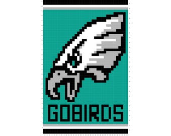 Padrão Go Birds Eagles para manta de tricô grosso