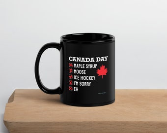 Canada Day Black Glossy Mug