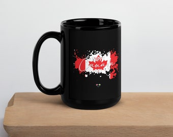 Happy Canada Day / Black Glossy Mug