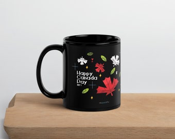 Happy Canada Day 1 July / Black Glossy Mug