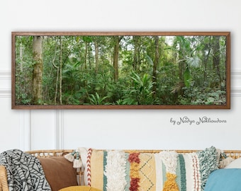 Rainforest Panorama - nature photography print, emerald green decor, green forest wall art, tropical print landscape fine art trees print