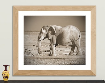African Elephant print - African decor sepia print, elephant wall art, African print, sepia wall art elephant gift, wildlife photography