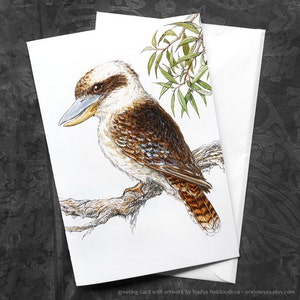 Kookaburra Grußkarte - 5 x 7 Zoll Karte mit Umschlag, innen leer, australische Nvogel KunstKarte, Kookaburra Karte leere Karte alle Gelegenheit Karte
