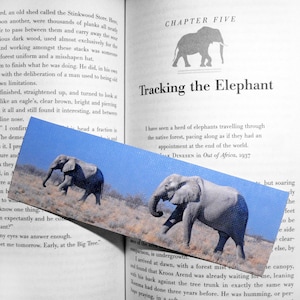 Elephant Safari Bookmark - canvas printed bookmark 2x6 inches (5x15cm)