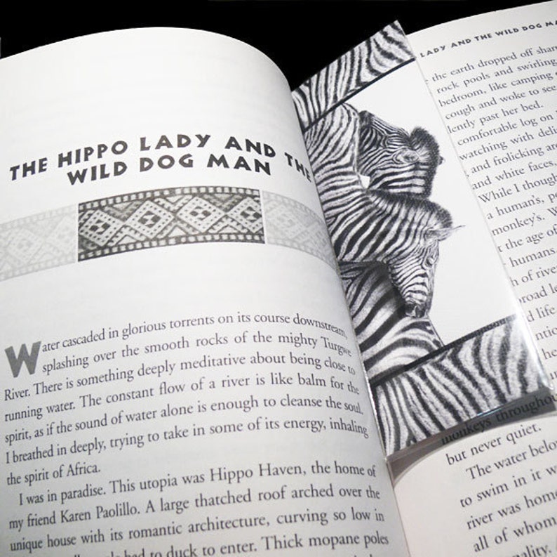 Art Bookmark Zebra Love canvas printed bookmark 2x6 inches 5x15cm African safari animal zebra print image 2