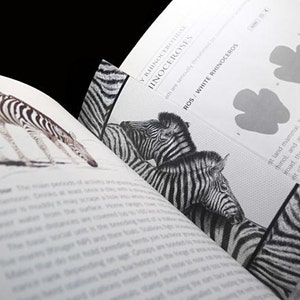 Art Bookmark Zebra Love canvas printed bookmark 2x6 inches 5x15cm African safari animal zebra print image 3