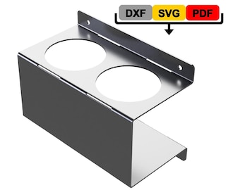 2 spray can Holder Cut Files Wall Mount spray Hanger DXF SVG Plasma Laser Cut File hole 75mm