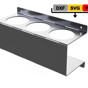 3 spray can Holder Cut Files Wall Mount spray Hanger DXF SVG Plasma Laser Cut File hole 75mm