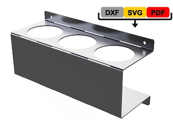 3 spray can Holder Cut Files Wall Mount spray Hanger DXF SVG Plasma Laser Cut File hole 75mm