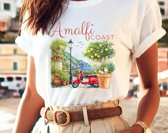 Camiseta de Italia - Camisa de Italia - Positano - Costa Amalfitana - Estética costera - Estética de pescador - Estética de dinero antiguo - Viaje de chicas por Italia