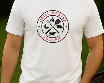 Regalos para papá Regalo personalizado para parrilla Camiseta de maestro de la parrilla Regalos de barbacoa para hombres Regalo de cumpleaños para papá Camiseta personalizada para papá Regalos para asar a la parrilla