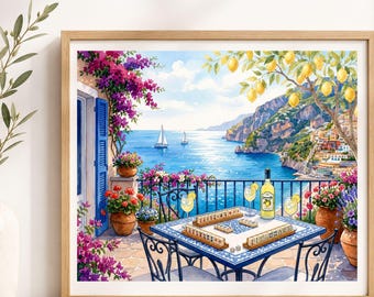 Mahjong Print Mahjong Decor Akwarela Mahjong Mahjong Prezenty Mahjong Prezent dla Gospodyni Mahjong Sztuka Mahjong Limoncello Wybrzeże Amalfi Drukuj Mahjong Panie