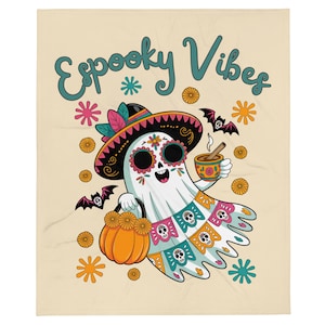Espooky Vibes Blanket Mexican Ghost Pantasmas Sugar Skull Png Ghost Pan Dulce Spooky Vibes Spooky Season Spooky Conchas Latina Mom Gift