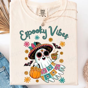 Espooky Vibes PNG Mexican Ghost PNG Pantasmas Sugar Skull Png Ghost Pan Dulce Spanish Halloween Spooky Season Spooky Conchas Latina Mom Png