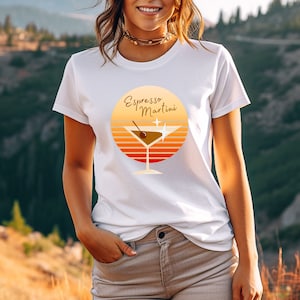 Espresso Martini Lovers Cocktail and Sunset T shirt  Stylish Drink Lover Shirt  Stylish Summer Wear