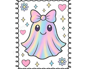 Preppy Halloween fantôme PNG coquette fantôme PNG impression fantôme Halloween pastel PNG floral effrayant saison girly Halloween girly rose fantôme png