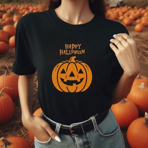 Happy Halloween Jack O&#39; Lantern T Shirt Festive Fall Shirt  Halloween Tshirt  Pumpkin Face Tee  Fall Festive Shirt Halloween Apparel