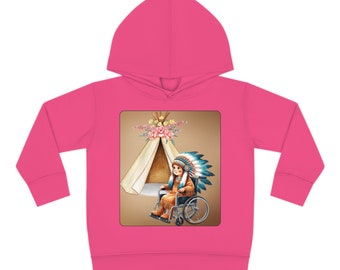 Kleinkind Hoodie Little Native American Girl im Rollstuhl Größen 2T-6T