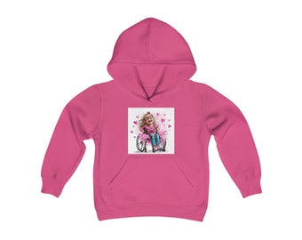 Youth Heavy Blend Hooded Sweatshirt/Cool Ballerina in Wheelchair