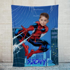 Gepersonaliseerde Spider-Man deken, aangepaste foto naam superheld deken, verjaardagscadeau, jongensdeken, meisjesdeken, kerstcadeau voor kinderen,