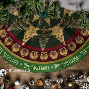 Personalized Christmas Tree Skirt, Custom Names Vintage Christmas Tree Skirt, Christmas Home Decor, Christmas Gift, Size 44''