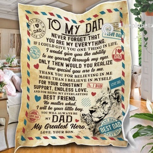 Carta personalizada a mi papá, manta de abuelo, manta personalizada del día del padre, regalo para papá abuelo, manta de cumpleaños de hijo hija