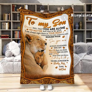 Manta personalizada para mi hijo, manta de león personalizada, regalo para hijo, regalo de cumpleaños de mamá, papá, abuelo, abuela