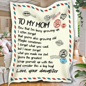 Manta personalizada para mi mamá, manta carta a mi mamá, manta de agradecimiento para mamá, regalo del día de la madre, regalo de cumpleaños de mamá