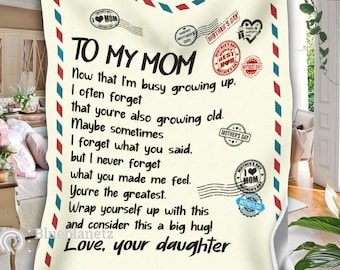 Manta personalizada para mamá, manta con carta para mamá, manta de agradecimiento para mamá, regalo del Día de la Madre, regalo de cumpleaños para mamá