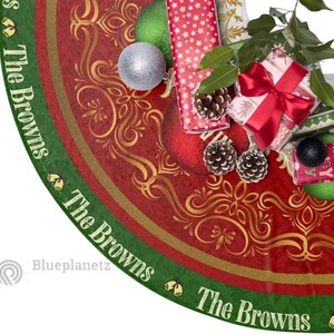 Personalized Christmas Tree Skirt, Custom Names Christmas Balls Tree Skirt, Christmas Home Decor, Christmas Gift, Size 44''