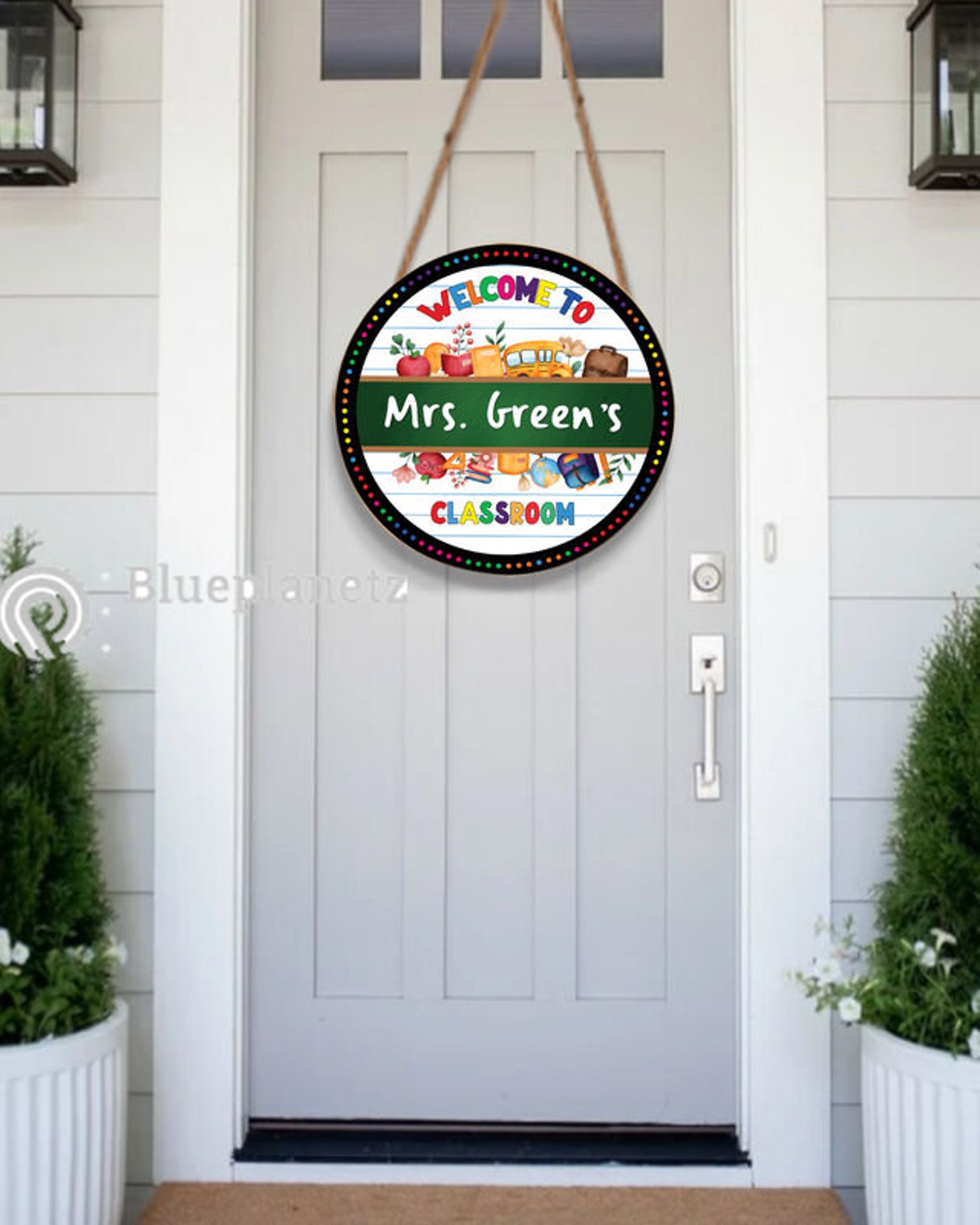 Personalized Teacher Door Hanger, Custom Welcome Teacher's Classroom ...