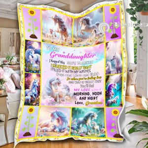 Personalized To My Granddaughter Blanket, Custom Unicorn Blanket, Gift for Granddaughter, Birthday Gift from Grandma Grandpa