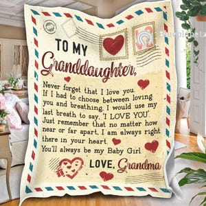 Manta personalizada con carta para mi nieta, manta personalizada para nieta, regalo para nieta, regalo de cumpleaños de la abuela y el abuelo