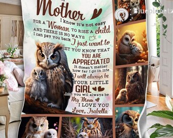 Personalisierte To My Mom Decke, Eule Mom Decke, Benutzerdefiniertes Muttertagsgeschenk, Mom&#39;s Geburtstagsgeschenk, Geschenk von Tochter Sohn